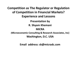 competition, regulation & financila market stability