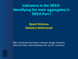 Indicators in the SEEA: Identifying the main aggregates in SEEA Part I