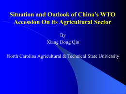 Situation and Outlook of China`s WTO Accession On its Agricultural