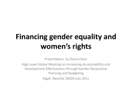 Financing gender equality and women`s rights