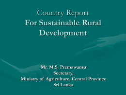 Country Report For Sustainable Rural Development