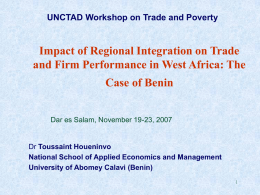 Impact of Regional Integration on Trade and Firm Performance in