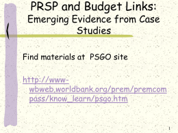 PRSP Process and Pro-Poor Budgeting in Tanzania