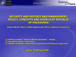 Policy, Concepts and Models of the Republic of - SfP