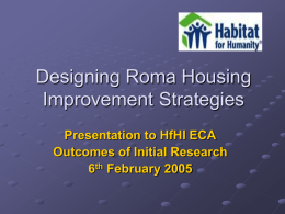 Designing Roma Housing Improvement Strategies