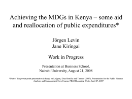 Achieving the MDGs in Kenya