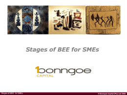 Stages of BEE for SMEs
