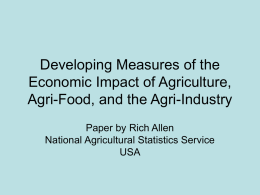 Developing Measures of the Economic Impact of Agriculture, Agri