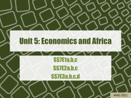 Unit 5: Economics and Africa