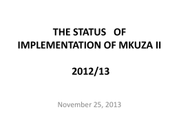 MKUZA ANNUAL IMPLEMENTATION REPORT MKUZA