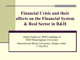 Financial system in B&H in combination with the financial crises and