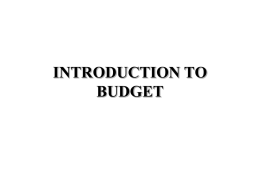 1. Introduction to Budget