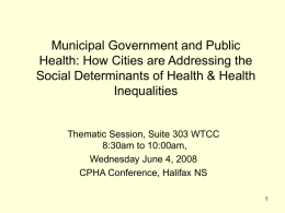 Municipal Government and Public Health: Cities are addressing the