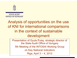 Use of KNI`s for measuring sustainability and for audit