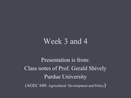 AGEC 640 Agricultural Development and Policy Week 2