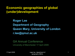 A-level and university economic geography: some issues for