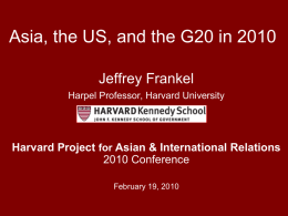 Asia, the US, and the G20 in 2010