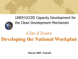 Overview of the process in developing national work plan in Cote d