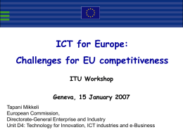 Challenges for EU competitiveness The Renewed Lisbon