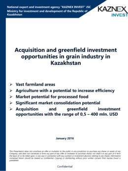Kazakhstan Agriculture investment opportunities