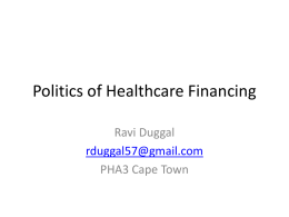 Politics of Healthcare Financing
