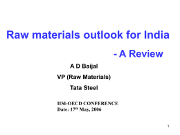 Raw materials outlook for India