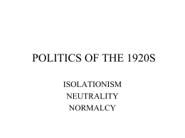 POLITICS OF THE 1920S