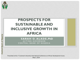 Prospects for Sustainable and Inclusive Growth in Africa - CU