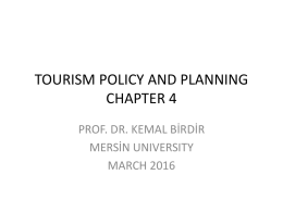 TOURISM POLICY AND PLANNING CHAPTER 4