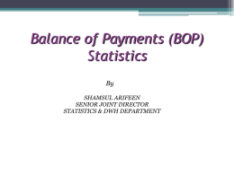 Balance of Payments Statistics And International Investment Position