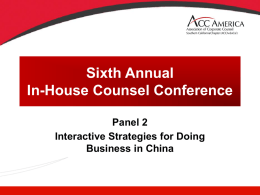 Arbitrating in China - Association of Corporate Counsel