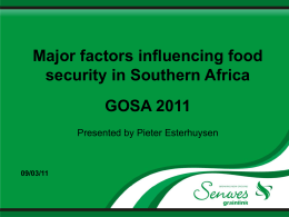 Major factors influencing food security in