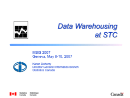 MSIS 2007 - Data Warehousing