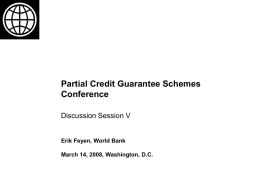 Partial Credit Guarantee Schemes Conference