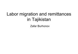 Labor migration and remittances in Tajikistan