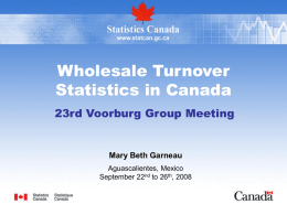 Wholesale Turnover Statistics in Canada (ppp)