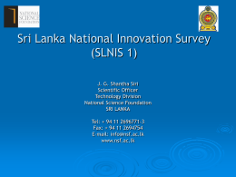 Sri Lanka National Innovation Survey (SLNIS 1)