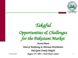 Takaful Opperunities and Challenges By Azeem Pirani