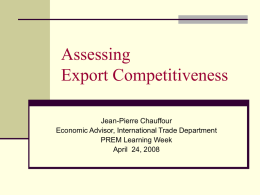 Framework for Export Competitiveness