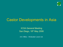 Castor Developments in Asia - International Castor Oil Association