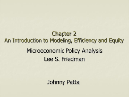 Chapter 2 An Introduction to Modeling, Efficiency and Equity