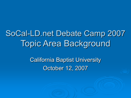 Topic Area Background - SoCal