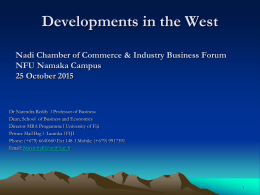 Professor Narendra Reddy of Uni Fiji on West Developments