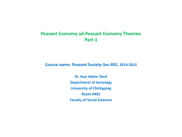 Week 15 Review Peasant Economy and Peasant