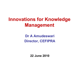 Innovations for Knowledge Management