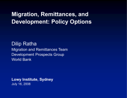 Migration, Remittances, and Development