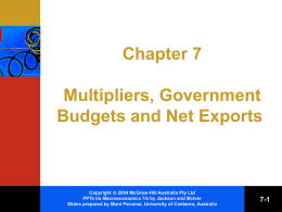 Chapter 7 Multipliers, Government Budgets, and Net Exports