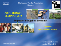Impact of Budget on Economy - Karachi Tax Bar Association