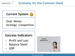 “driving systemic change” Economy for the Common Good