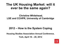 Housing markets and public policy: what the future might hold?